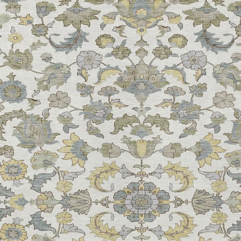 10' X 14' Ivory And Wheat Floral Medallion Washable Indoor Outdoor Area Rug Homeroots Outdoor