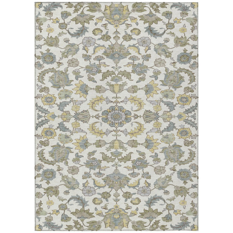 10' X 14' Ivory And Wheat Floral Medallion Washable Indoor Outdoor Area Rug Homeroots Outdoor