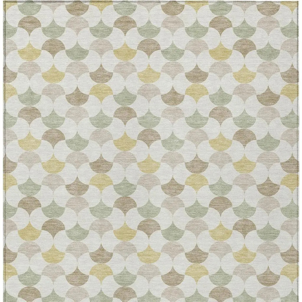 10' X 14' Ivory And Wheat Geometric Washable Indoor Outdoor Area Rug Homeroots Outdoor