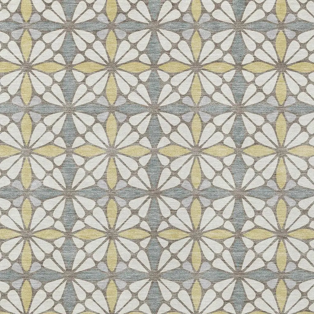 10' X 14' Ivory And Wheat Geometric Washable Indoor Outdoor Area Rug Homeroots Outdoor