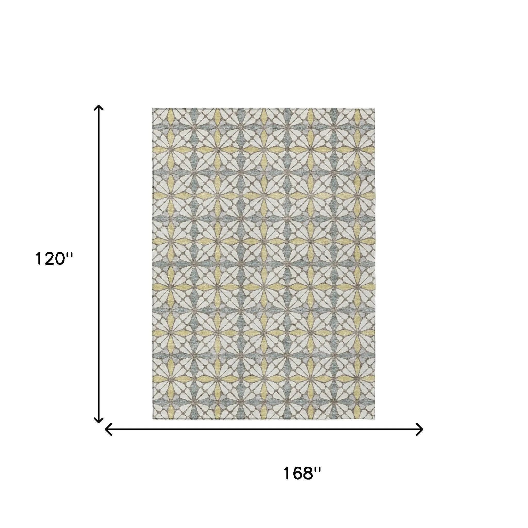 10' X 14' Ivory And Wheat Geometric Washable Indoor Outdoor Area Rug Homeroots Outdoor