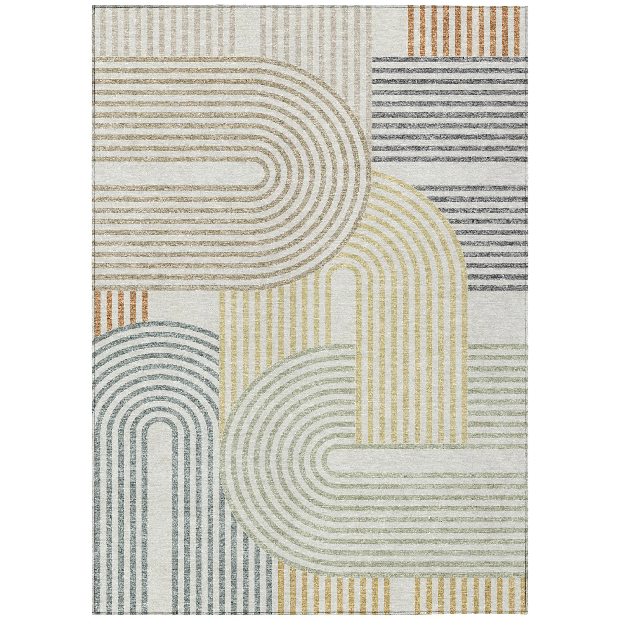 10' X 14' Ivory And Wheat Geometric Washable Indoor Outdoor Area Rug Homeroots Outdoor