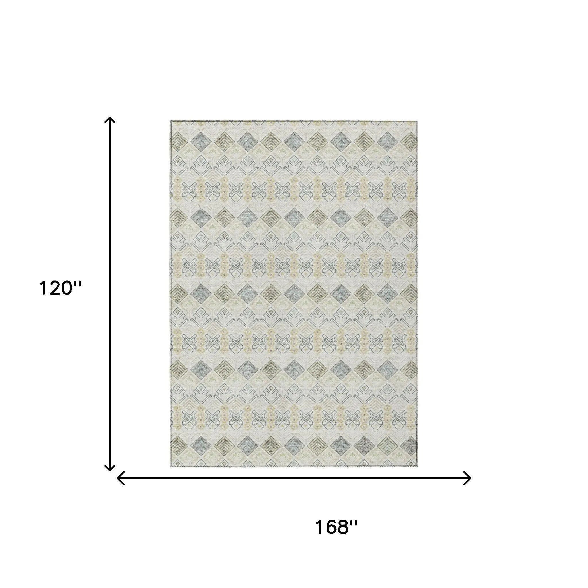 10' X 14' Ivory And Wheat Geometric Washable Indoor Outdoor Area Rug Homeroots Outdoor