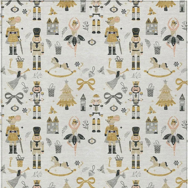10' X 14' Ivory Gold Black And Gray Village House Washable Indoor Outdoor Area Rug Homeroots Outdoor