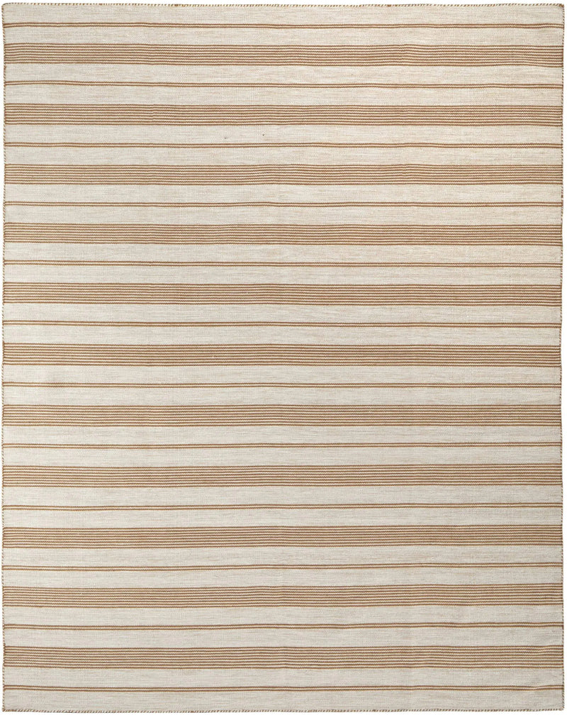 10' X 14' Ivory Taupe And Brown Striped Dhurrie Hand Woven Stain Resistant Area Rug Homeroots Outdoor