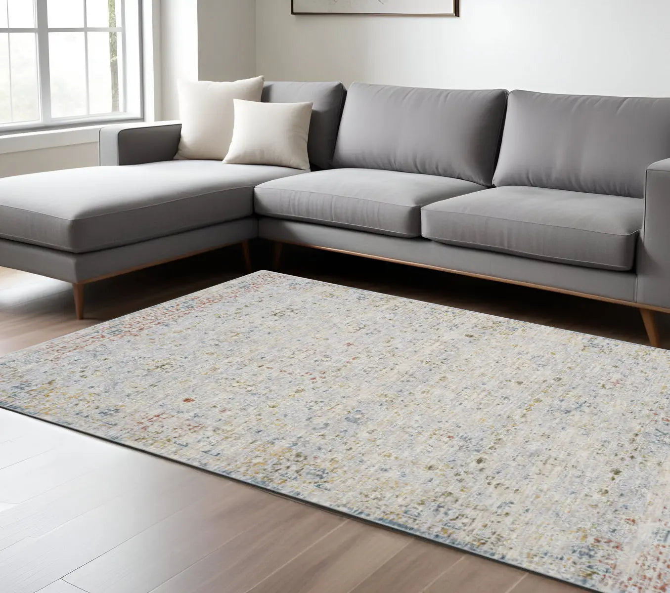 10' X 14' Ivory and Blue Floral Area Rug Homeroots Home Decor