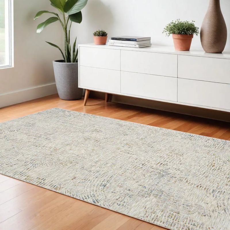 10' X 14' Ivory and Gray Abstract Area Rug Homeroots Home Decor
