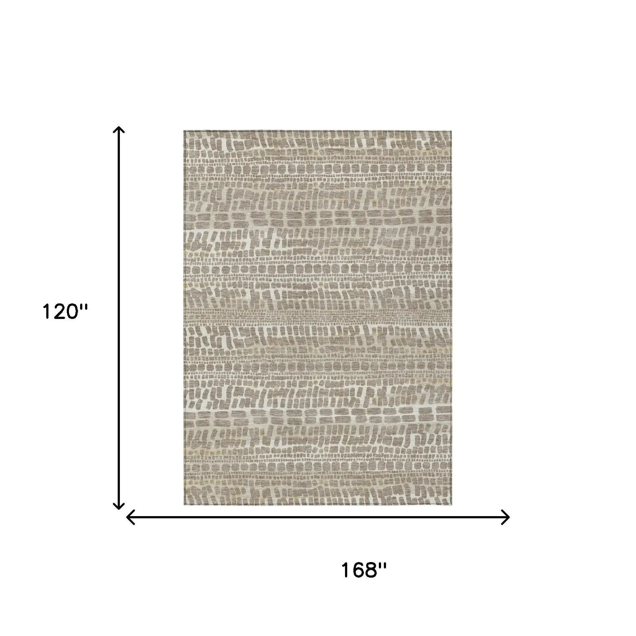 10' X 14' Khaki And Beige Abstract Washable Indoor Outdoor Area Rug Homeroots Outdoor