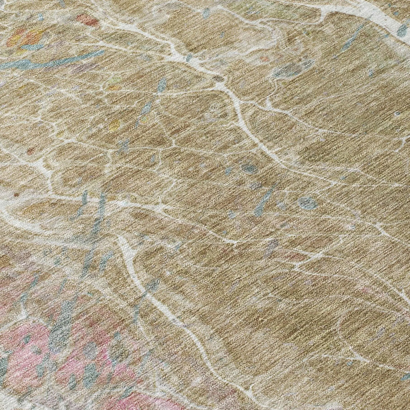 10' X 14' Khaki And Brown Abstract Washable Indoor Outdoor Area Rug Homeroots Outdoor