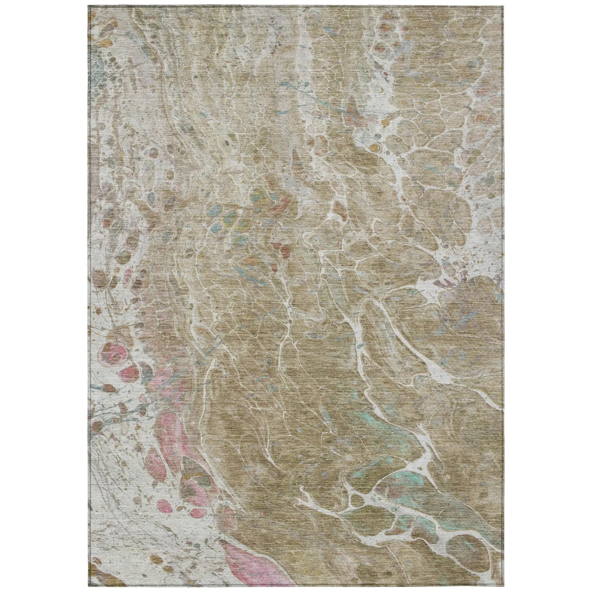 10' X 14' Khaki And Brown Abstract Washable Indoor Outdoor Area Rug Homeroots Outdoor