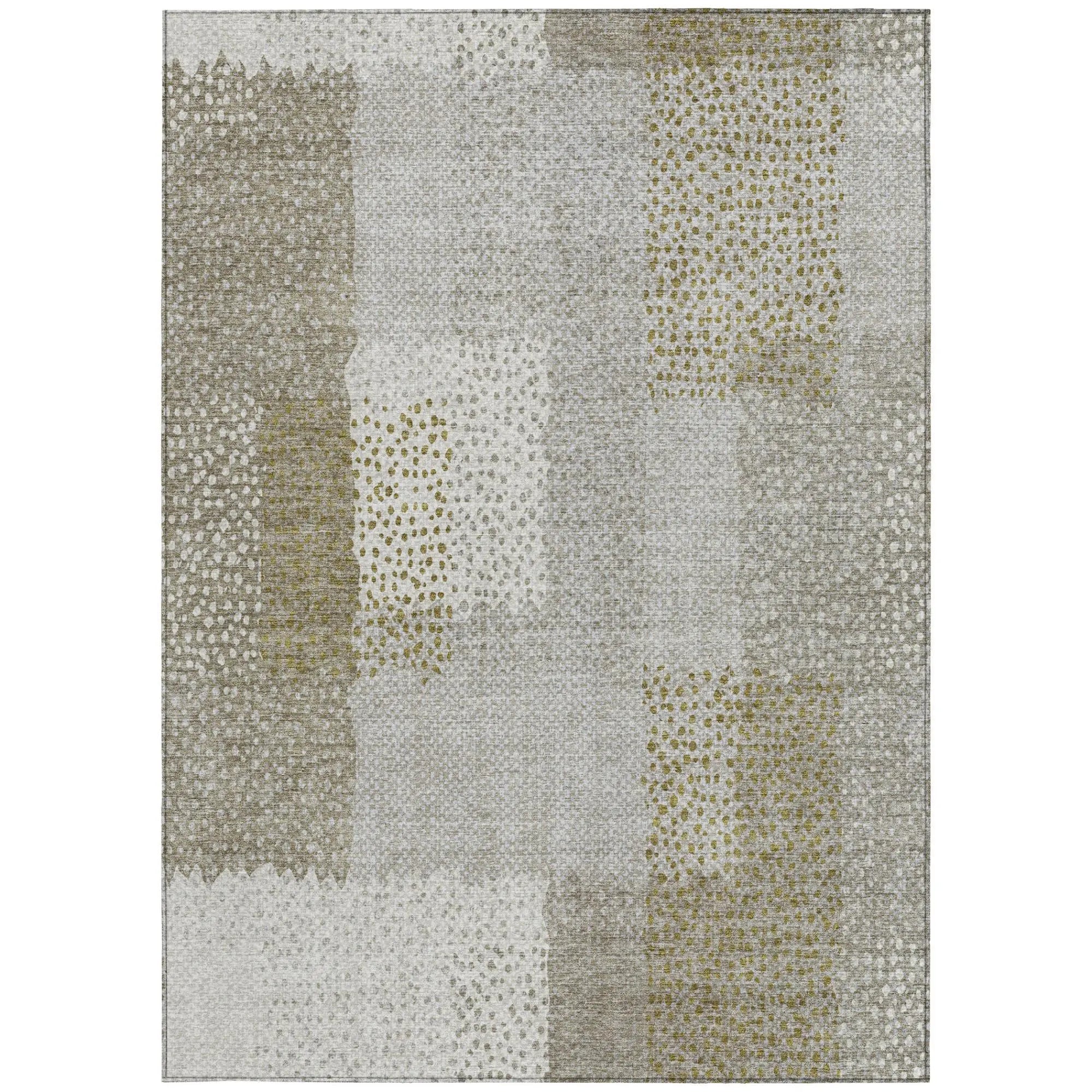 10' X 14' Khaki And Brown Abstract Washable Indoor Outdoor Area Rug Homeroots Outdoor