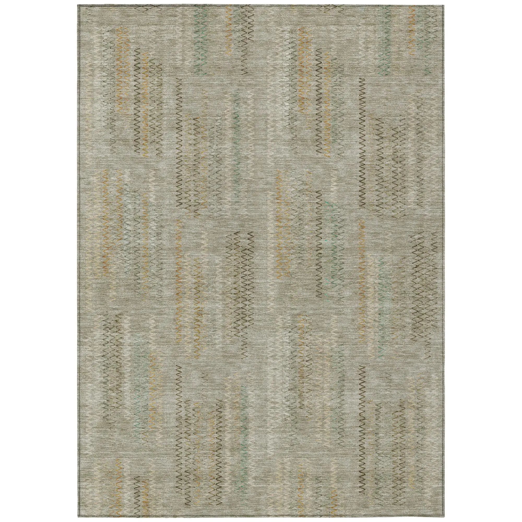 10' X 14' Khaki And Brown Abstract Washable Indoor Outdoor Area Rug Homeroots Outdoor