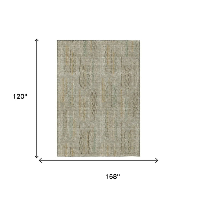 10' X 14' Khaki And Brown Abstract Washable Indoor Outdoor Area Rug Homeroots Outdoor
