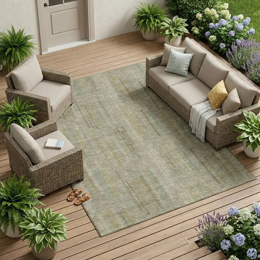 10' X 14' Khaki And Brown Abstract Washable Indoor Outdoor Area Rug Homeroots Outdoor