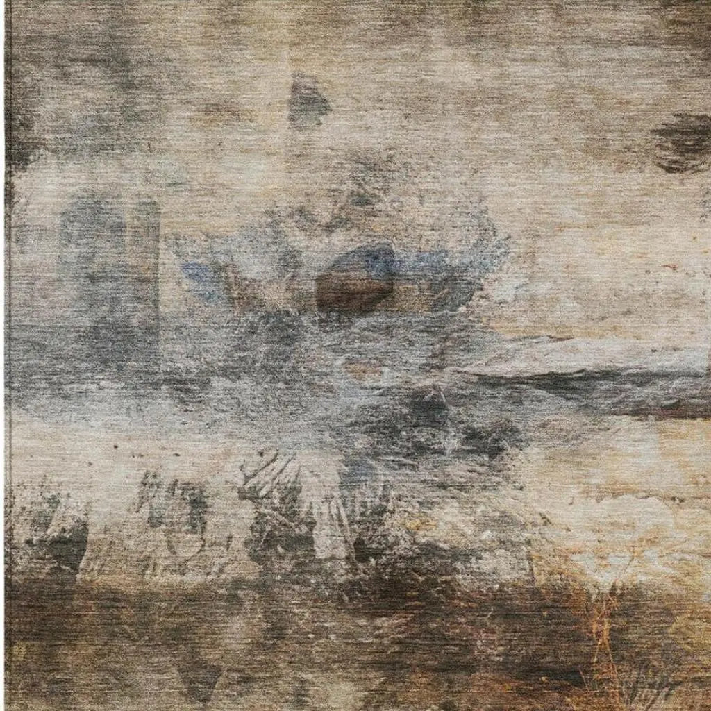 10' X 14' Khaki And Brown Abstract Washable Indoor Outdoor Area Rug Homeroots Outdoor