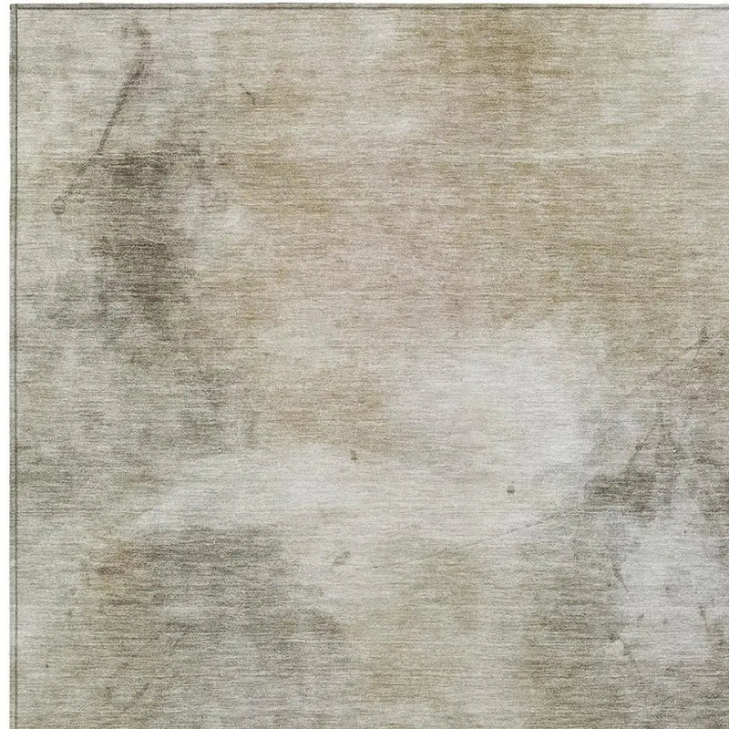 10' X 14' Khaki And Brown Abstract Washable Indoor Outdoor Area Rug Homeroots Outdoor