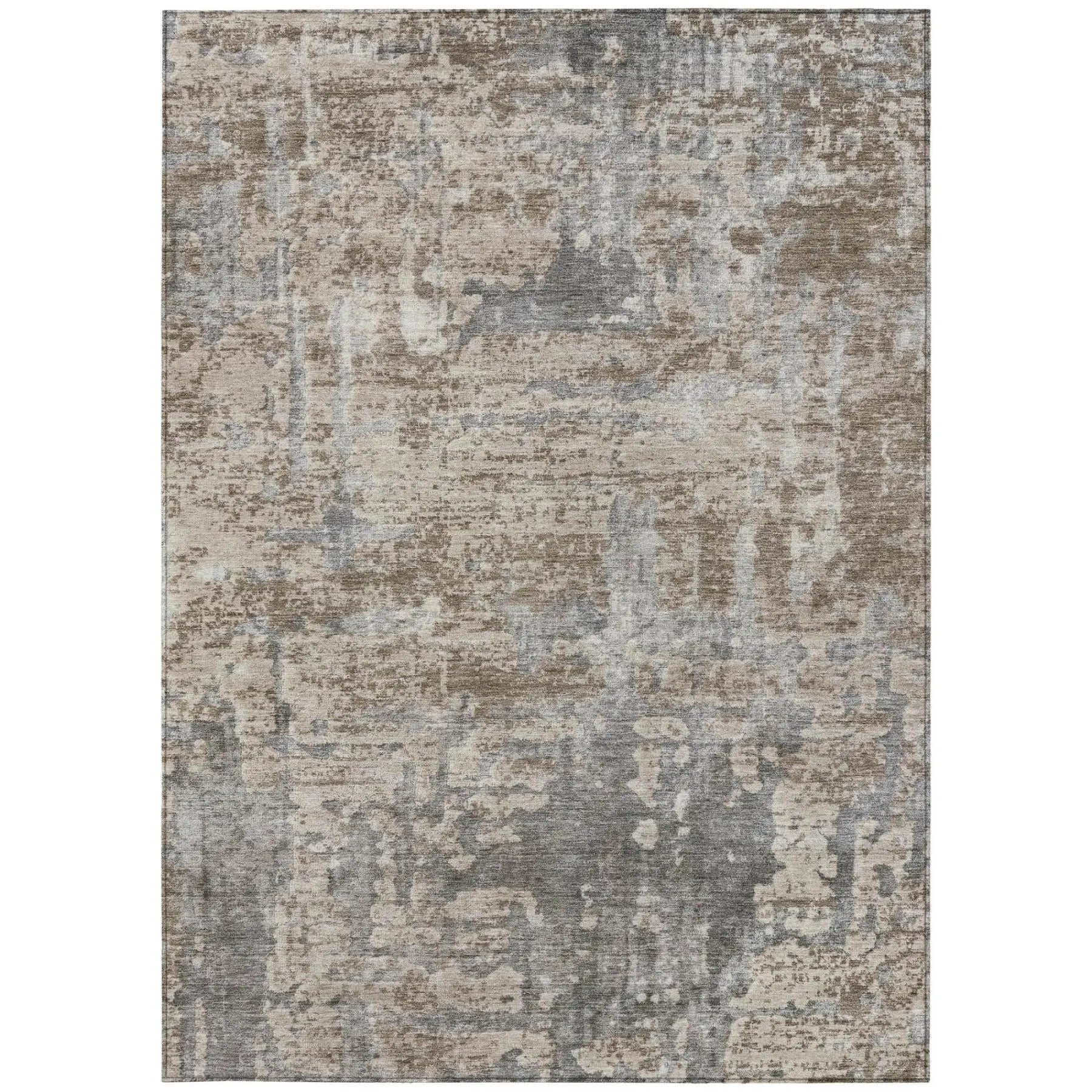 10' X 14' Khaki And Brown Abstract Washable Indoor Outdoor Area Rug Homeroots Outdoor
