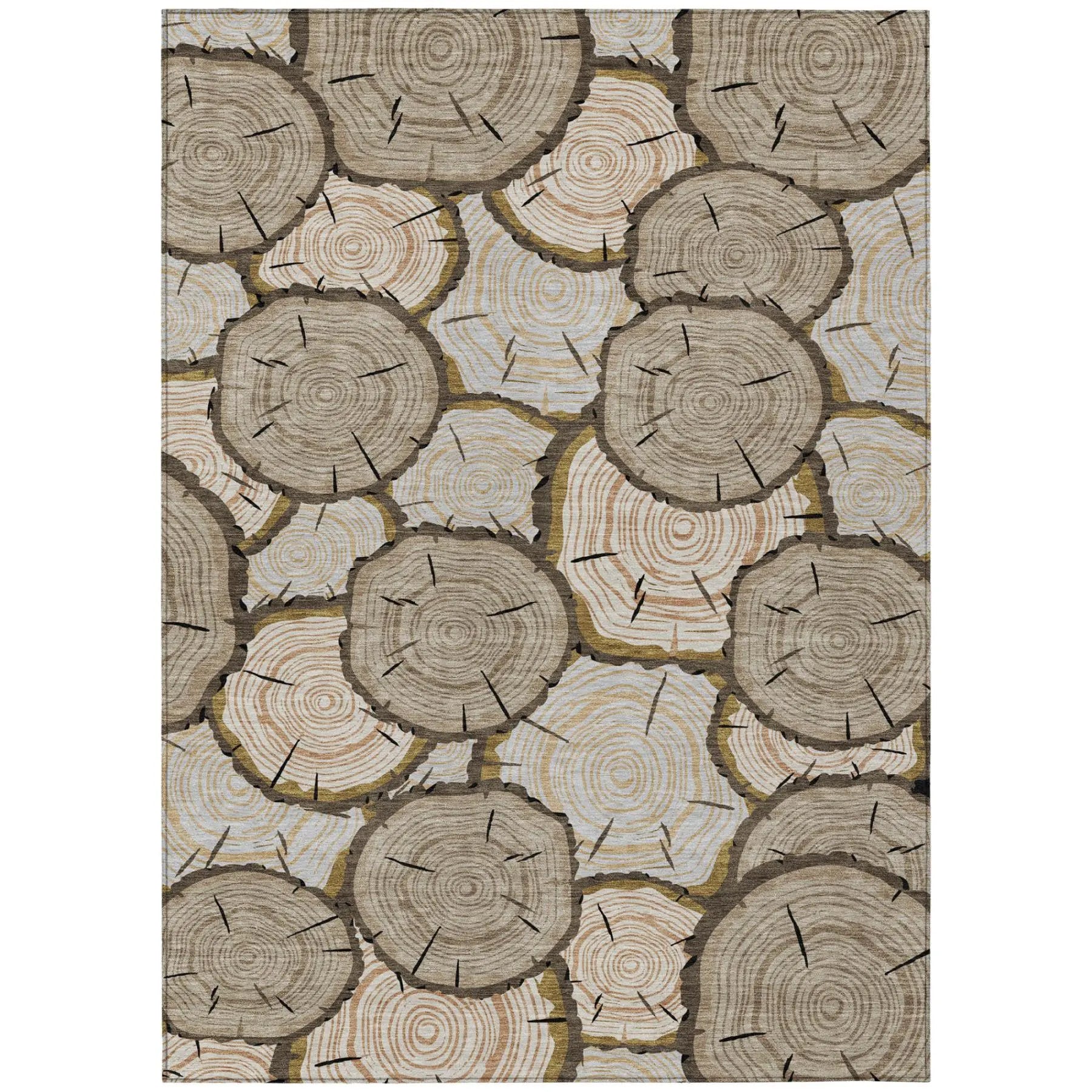 10' X 14' Khaki And Brown Faux Bois Washable Indoor Outdoor Area Rug Homeroots Outdoor