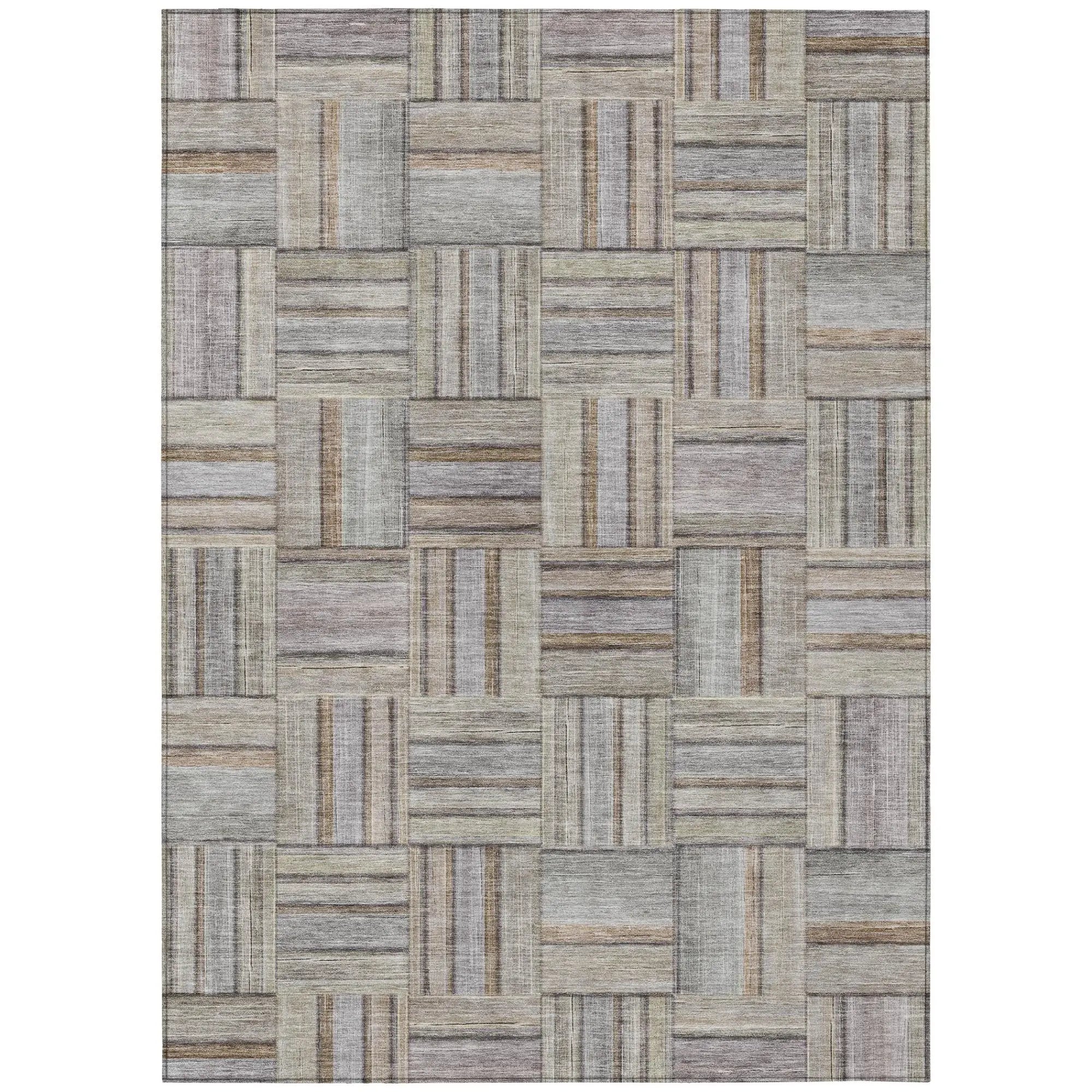 10' X 14' Khaki And Brown Geometric Washable Indoor Outdoor Area Rug Homeroots Outdoor