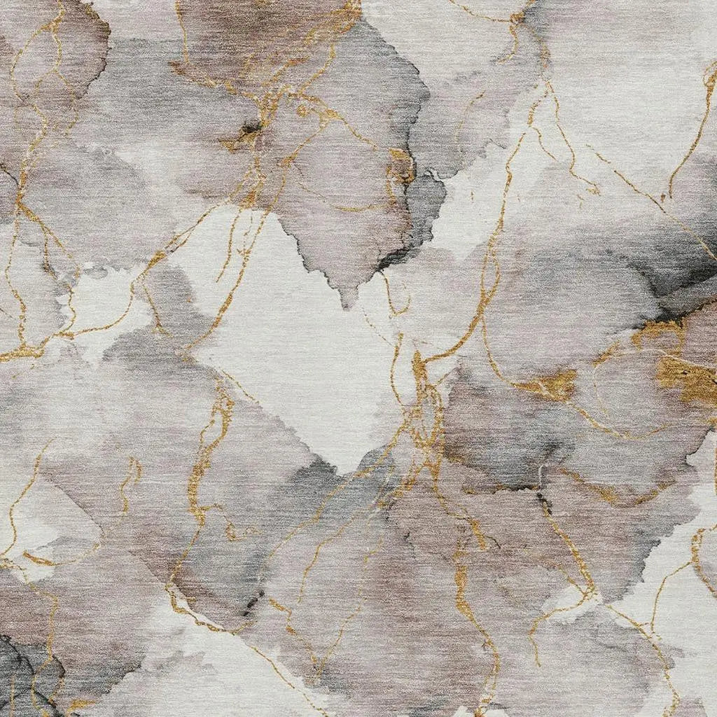 10' X 14' Khaki And Ivory Abstract Washable Indoor Outdoor Area Rug Homeroots Outdoor