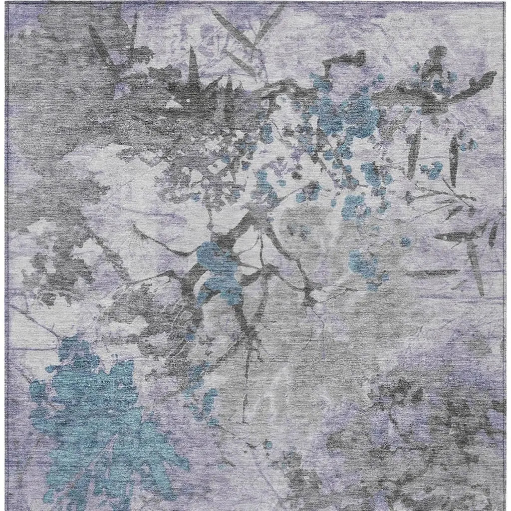 10' X 14' Lavender And Ivory Abstract Washable Indoor Outdoor Area Rug Homeroots Outdoor