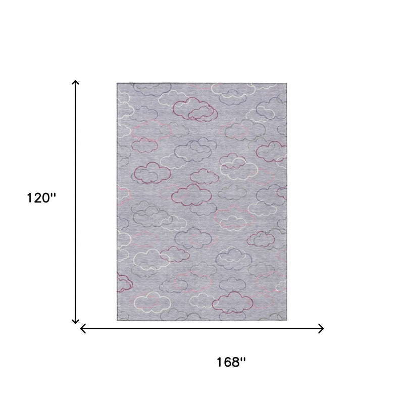 10' X 14' Lavender And Ivory Abstract Washable Indoor Outdoor Area Rug Homeroots Outdoor