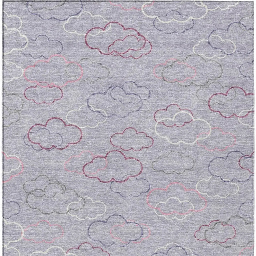10' X 14' Lavender And Ivory Abstract Washable Indoor Outdoor Area Rug Homeroots Outdoor