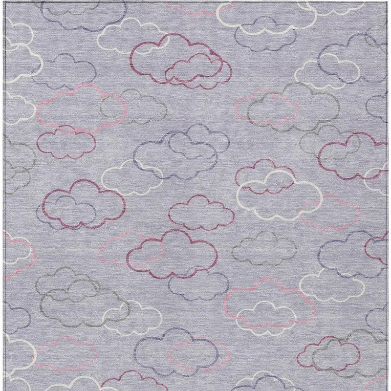 10' X 14' Lavender And Ivory Abstract Washable Indoor Outdoor Area Rug Homeroots Outdoor