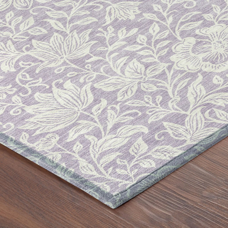 10' X 14' Lavender And Ivory Floral Washable Indoor Outdoor Area Rug Homeroots Outdoor