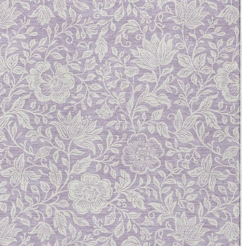 10' X 14' Lavender And Ivory Floral Washable Indoor Outdoor Area Rug Homeroots Outdoor