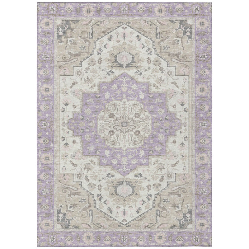 10' X 14' Lavender And Orange Oriental Washable Indoor Outdoor Area Rug Homeroots Outdoor
