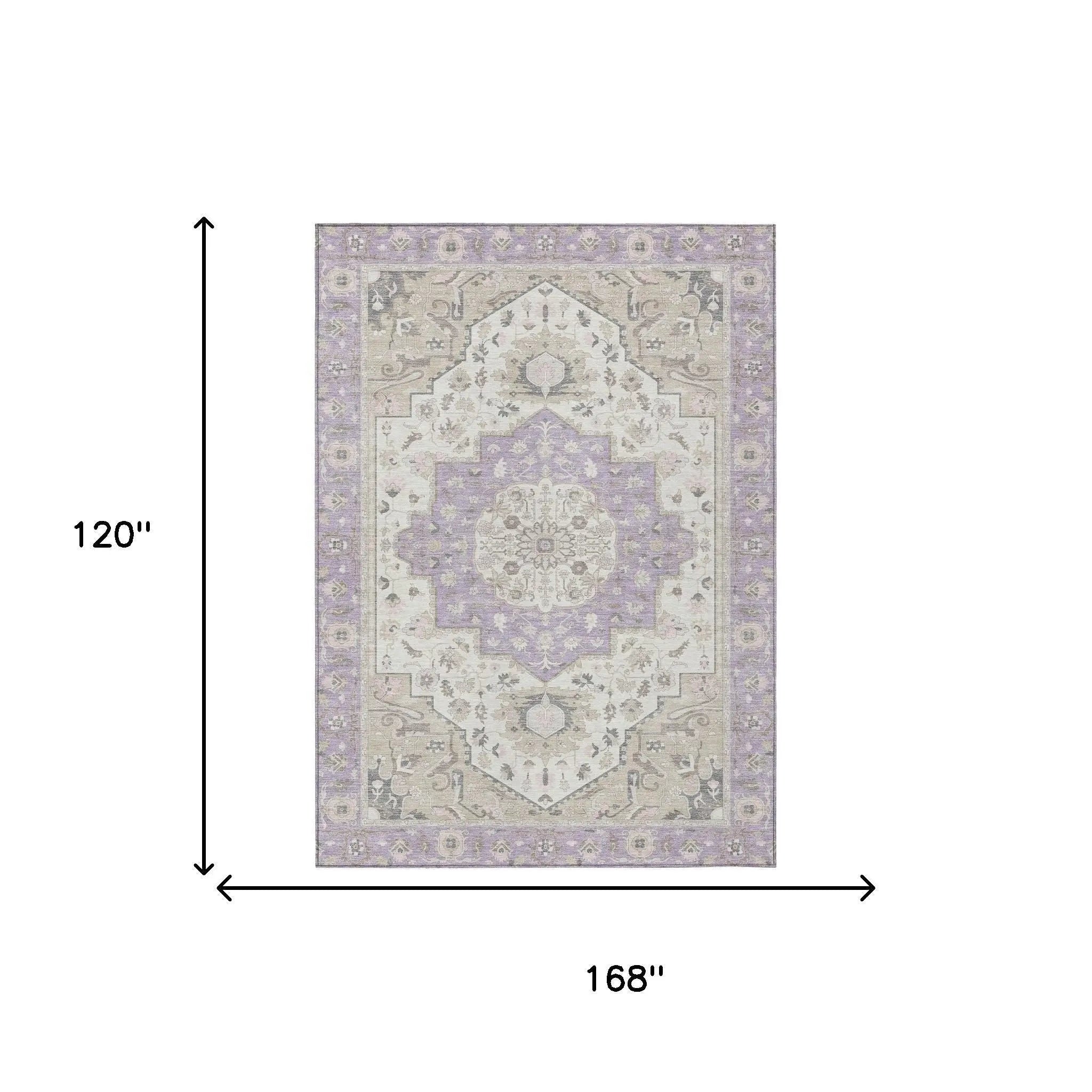10' X 14' Lavender And Orange Oriental Washable Indoor Outdoor Area Rug Homeroots Outdoor