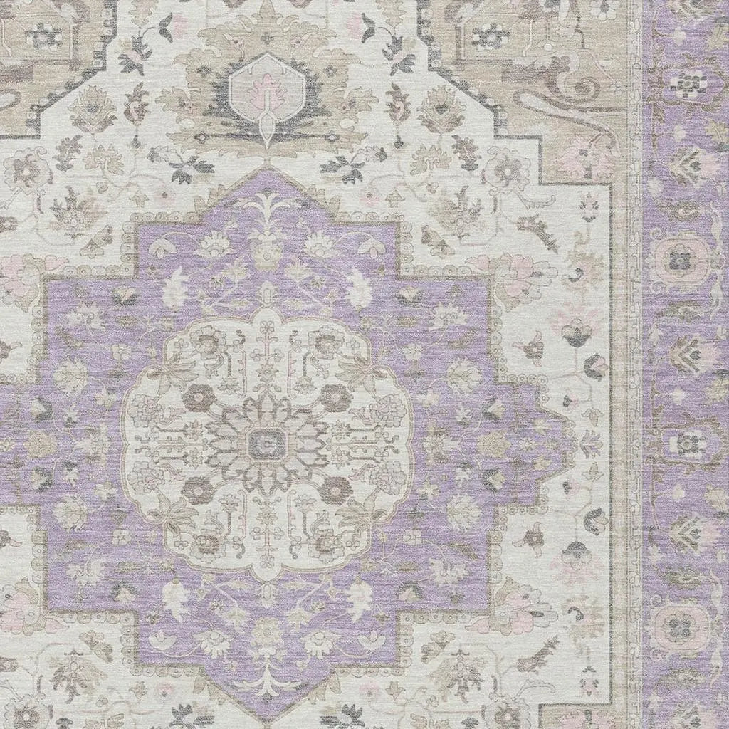 10' X 14' Lavender And Orange Oriental Washable Indoor Outdoor Area Rug Homeroots Outdoor