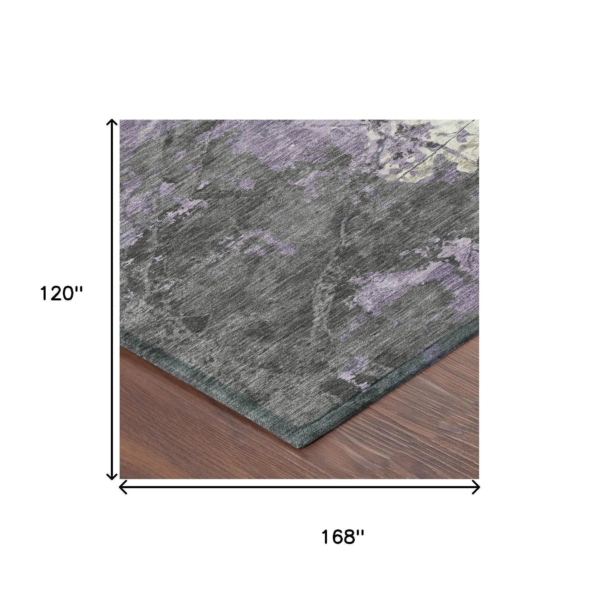 10' X 14' Lavender And Plum Abstract Washable Indoor Outdoor Area Rug Homeroots Outdoor