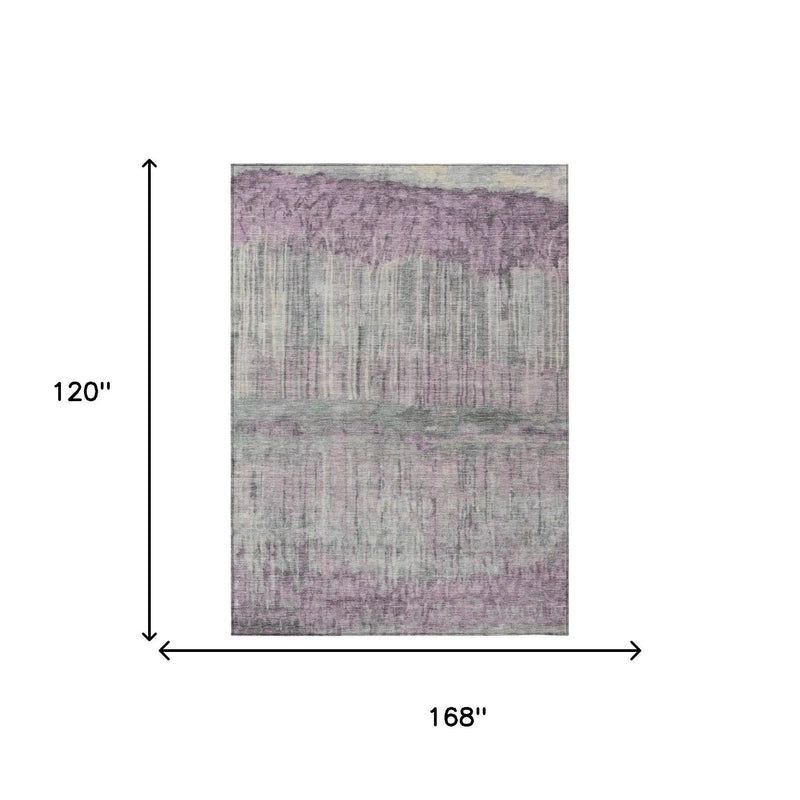 10' X 14' Lavender And Plum Abstract Washable Indoor Outdoor Area Rug Homeroots Outdoor