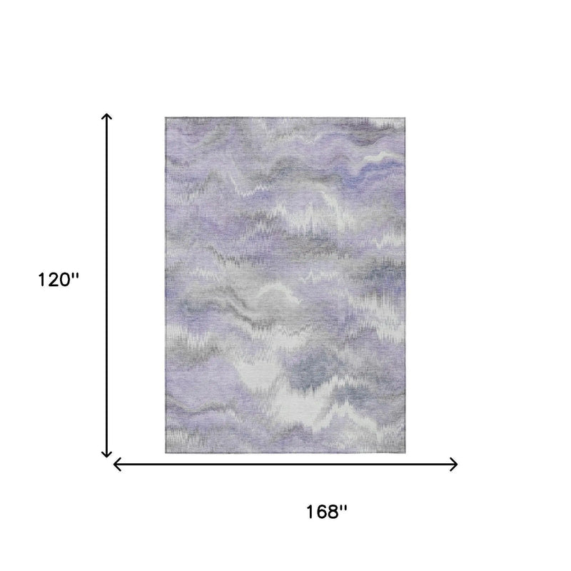 10' X 14' Lavender And Purple Abstract Washable Indoor Outdoor Area Rug Homeroots Outdoor