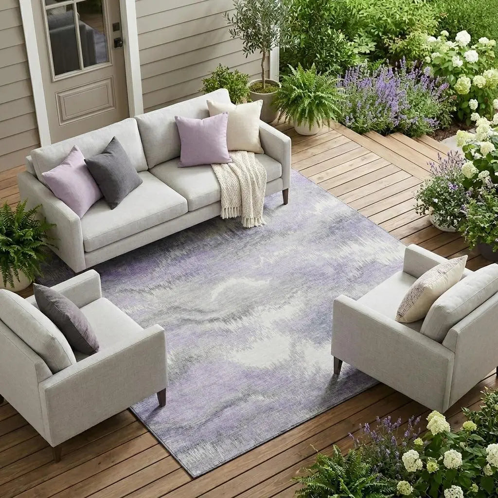 10' X 14' Lavender And Purple Abstract Washable Indoor Outdoor Area Rug Homeroots Outdoor