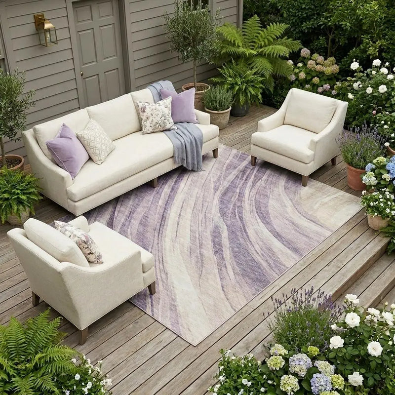 10' X 14' Lavender And Purple Abstract Washable Indoor Outdoor Area Rug Homeroots Outdoor