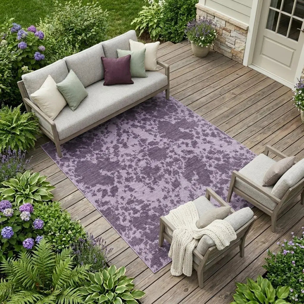 10' X 14' Lavender And Purple Abstract Washable Indoor Outdoor Area Rug Homeroots Outdoor