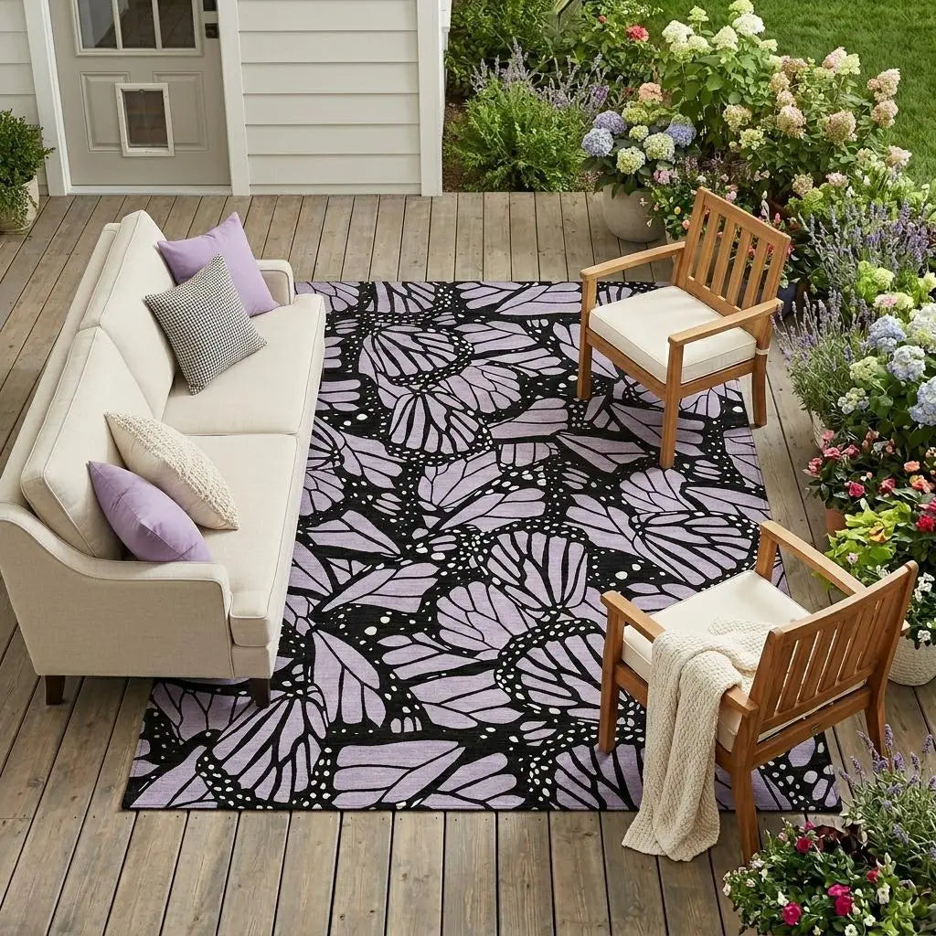 10' X 14' Lavender And Purple Animal Print Washable Indoor Outdoor Area Rug Homeroots Outdoor
