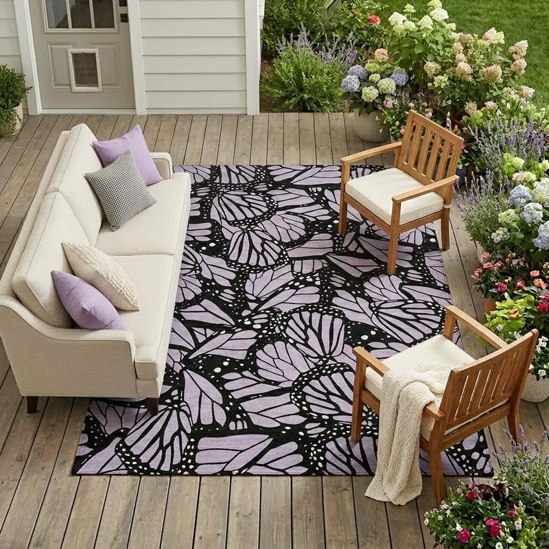 10' X 14' Lavender And Purple Animal Print Washable Indoor Outdoor Area Rug Homeroots Outdoor