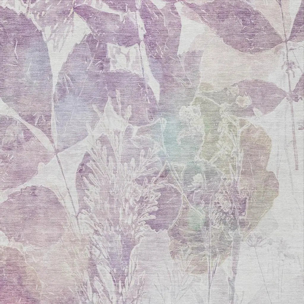 10' X 14' Lavender And Purple Botanical Leaves Washable Indoor Outdoor Area Rug Homeroots Outdoor