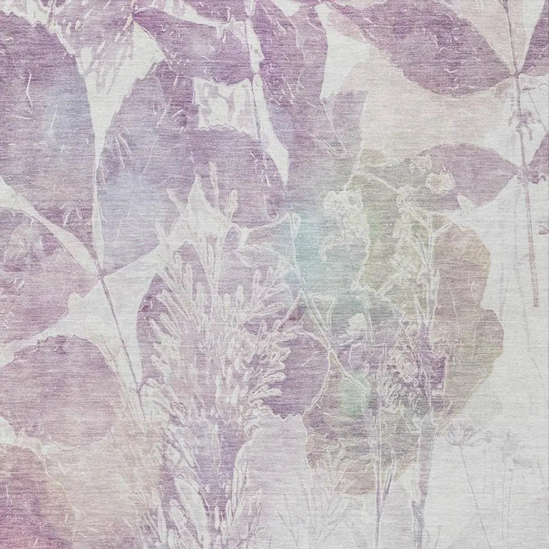 10' X 14' Lavender And Purple Botanical Leaves Washable Indoor Outdoor Area Rug Homeroots Outdoor