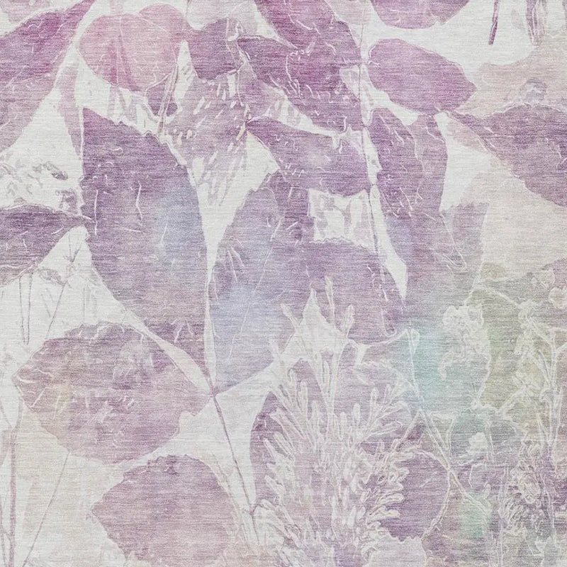 10' X 14' Lavender And Purple Botanical Leaves Washable Indoor Outdoor Area Rug Homeroots Outdoor