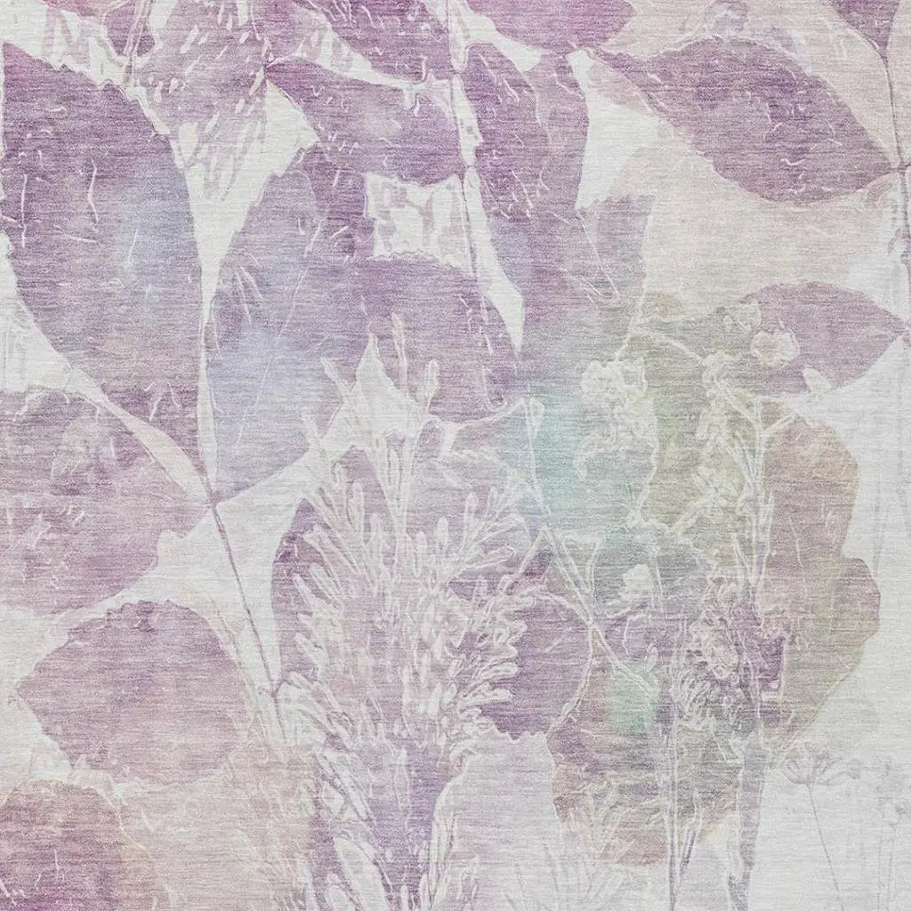 10' X 14' Lavender And Purple Botanical Leaves Washable Indoor Outdoor Area Rug Homeroots Outdoor