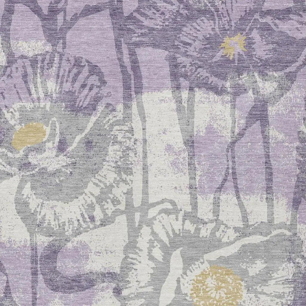 10' X 14' Lavender And Purple Floral Washable Indoor Outdoor Area Rug Homeroots Outdoor