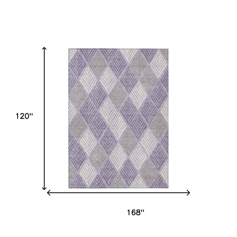 10' X 14' Lavender And Purple Geometric Washable Indoor Outdoor Area Rug Homeroots Outdoor