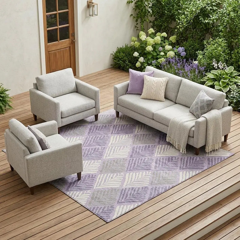 10' X 14' Lavender And Purple Geometric Washable Indoor Outdoor Area Rug Homeroots Outdoor