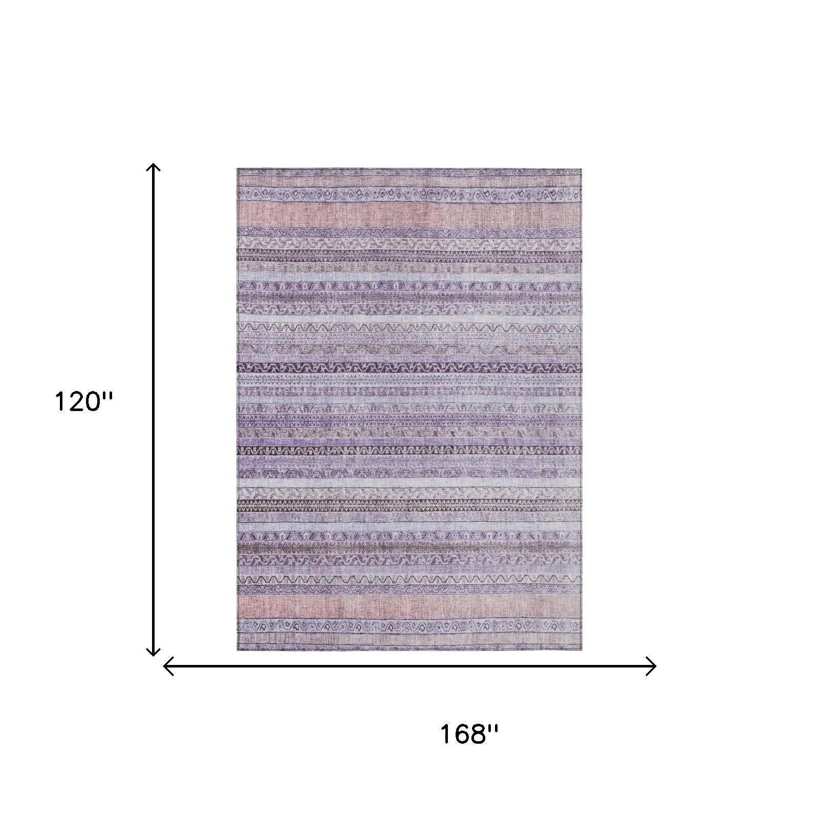 10' X 14' Lavender And Purple Striped Washable Indoor Outdoor Area Rug Homeroots Outdoor