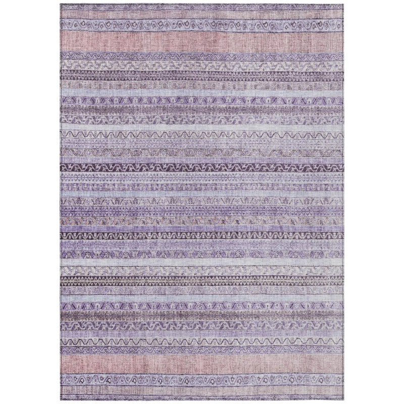 10' X 14' Lavender And Purple Striped Washable Indoor Outdoor Area Rug Homeroots Outdoor